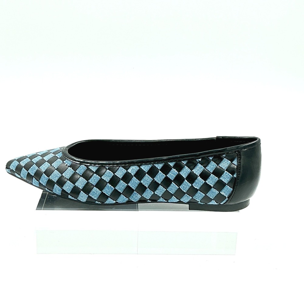 Nine West Size 6.5 Woven Checkered Pointed Flats Black Blue Denim NEW Largo $89 - Picture 4 of 12